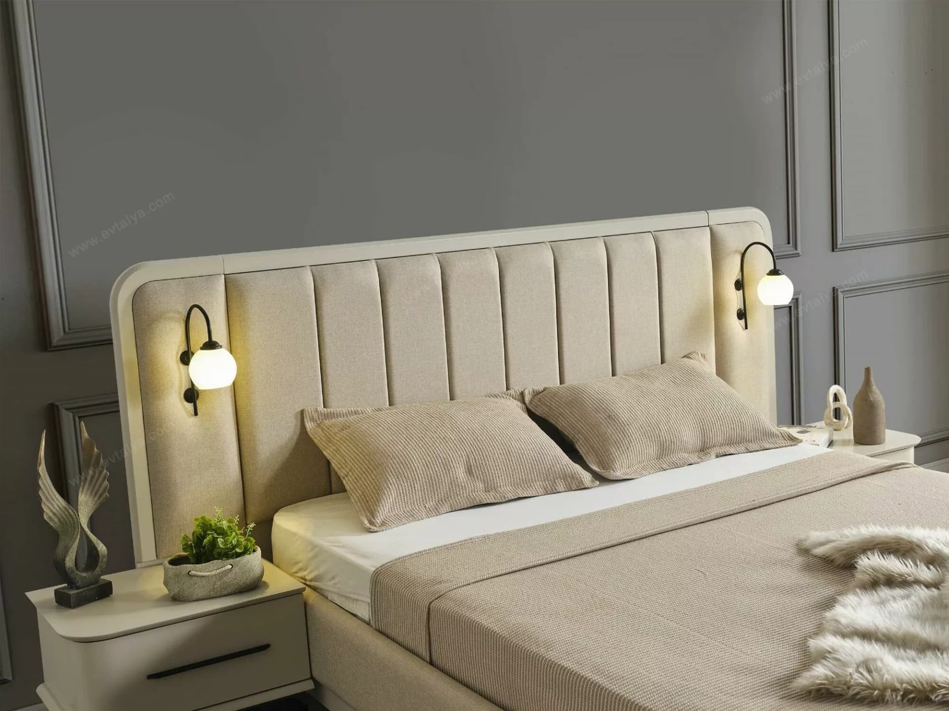 Destan Luxury Ekru Yatak Odası Takımı - Image 8