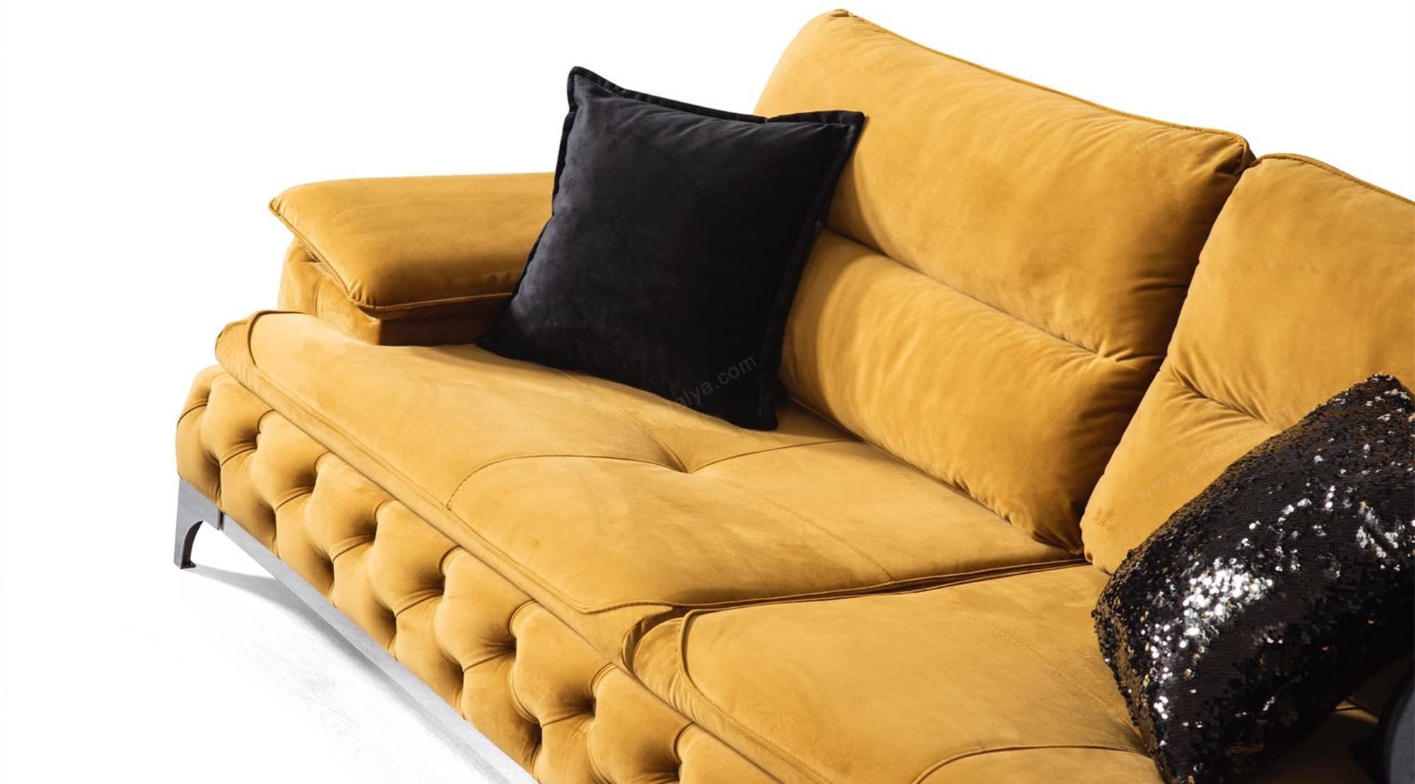 Elit Antrasit Sarı Chester Koltuk Takımı - Image 4