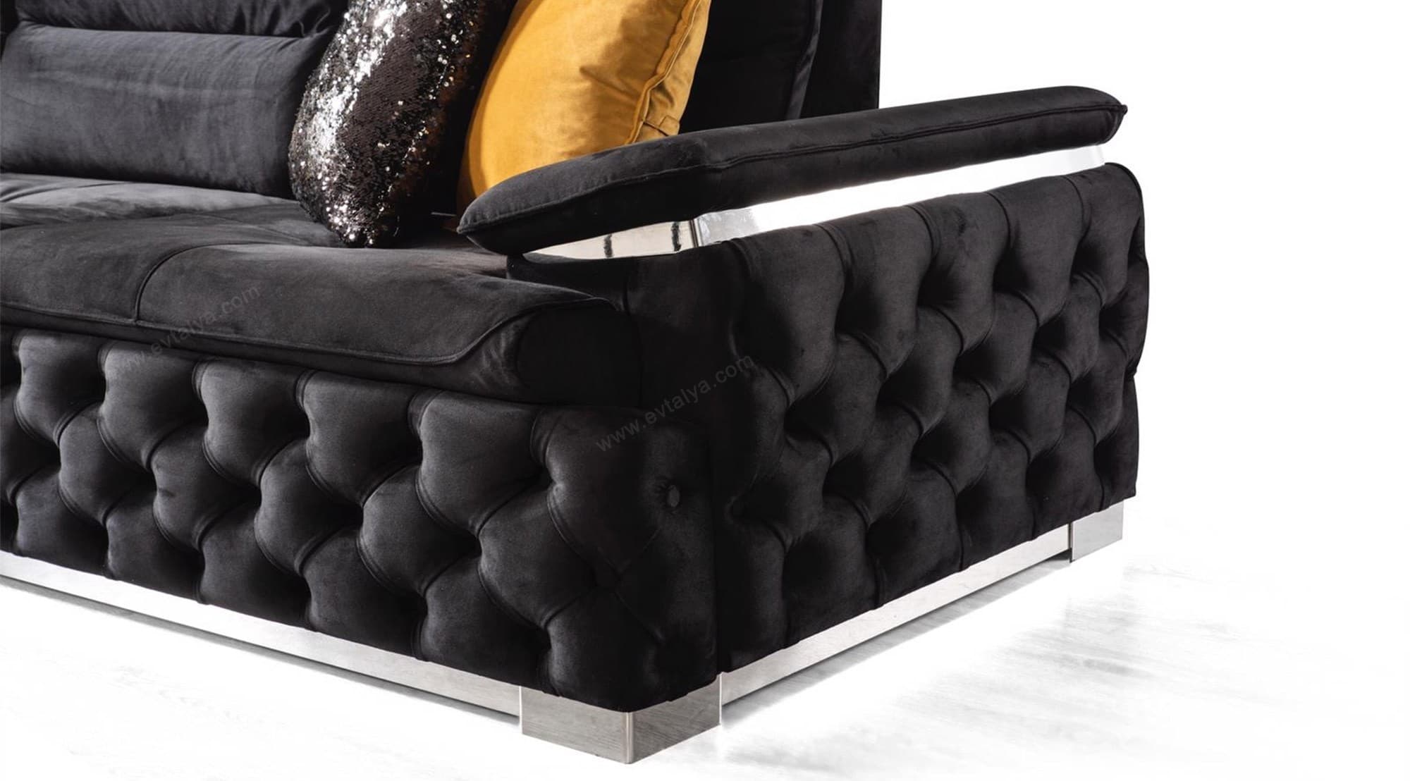 Elit Antrasit Sarı Chester Koltuk Takımı - Image 6