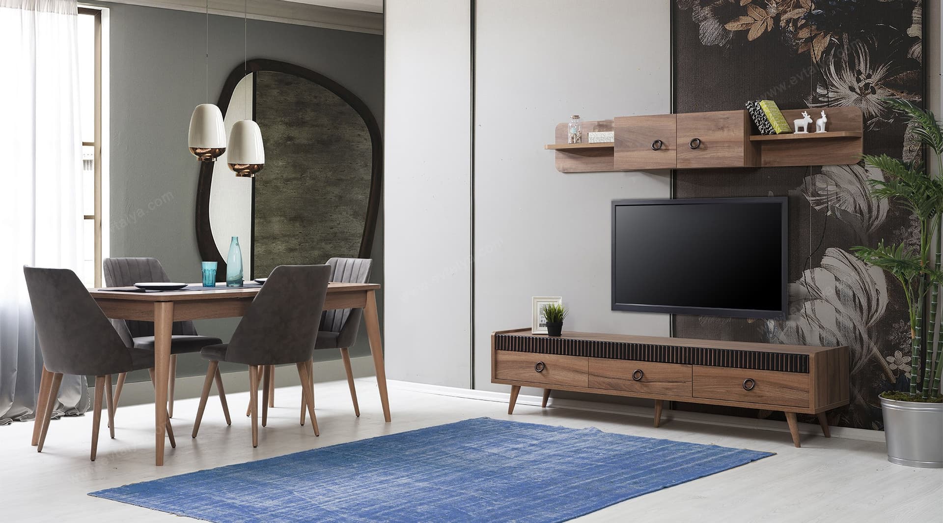 Eva Ceviz Modern TV Sehpası 2