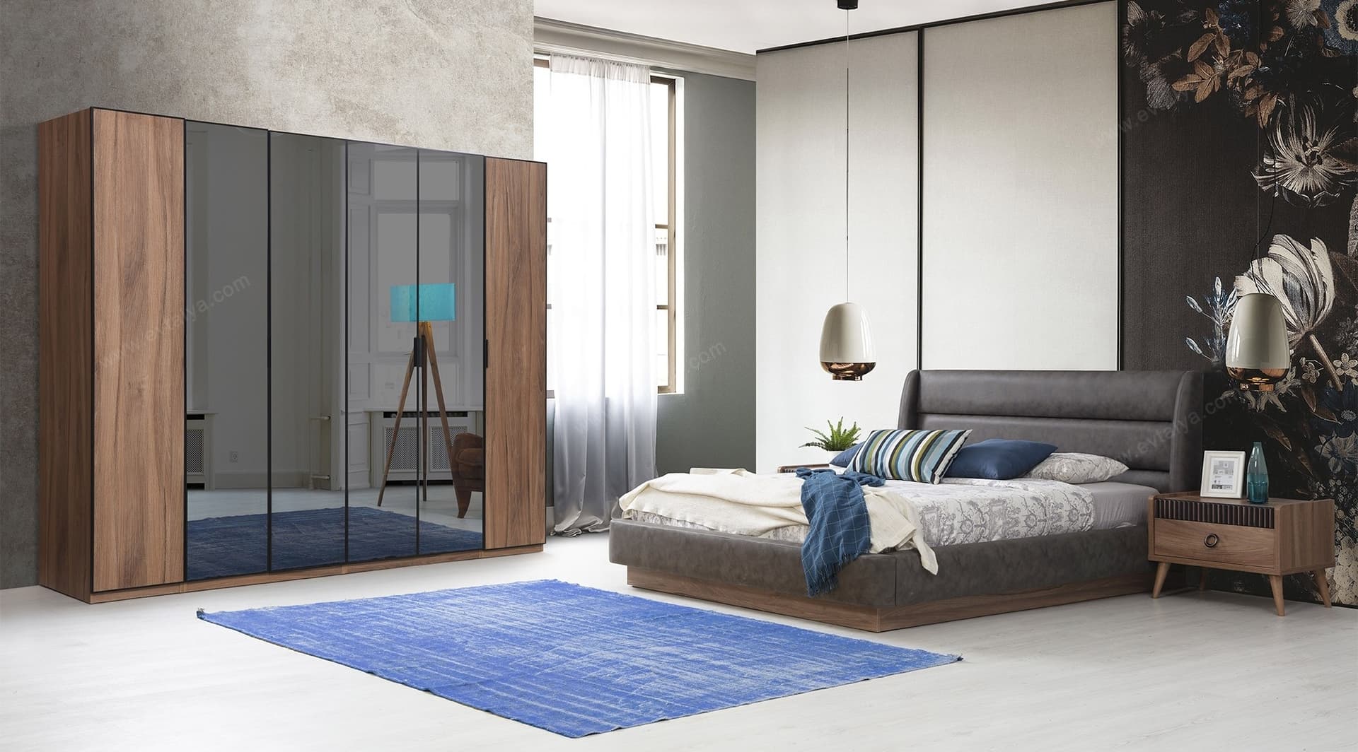 Eva Ceviz Modern Yatak Odası Takımı 1