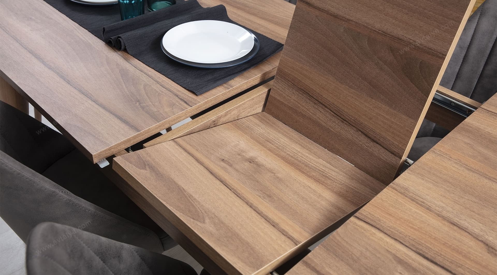 Eva Ceviz Modern Yemek Odası Takımı 3