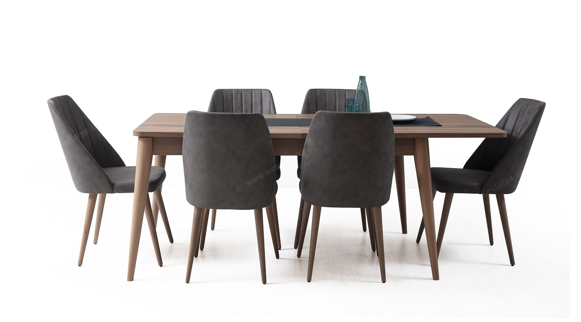 Eva Ceviz Modern Yemek Odası Takımı 4