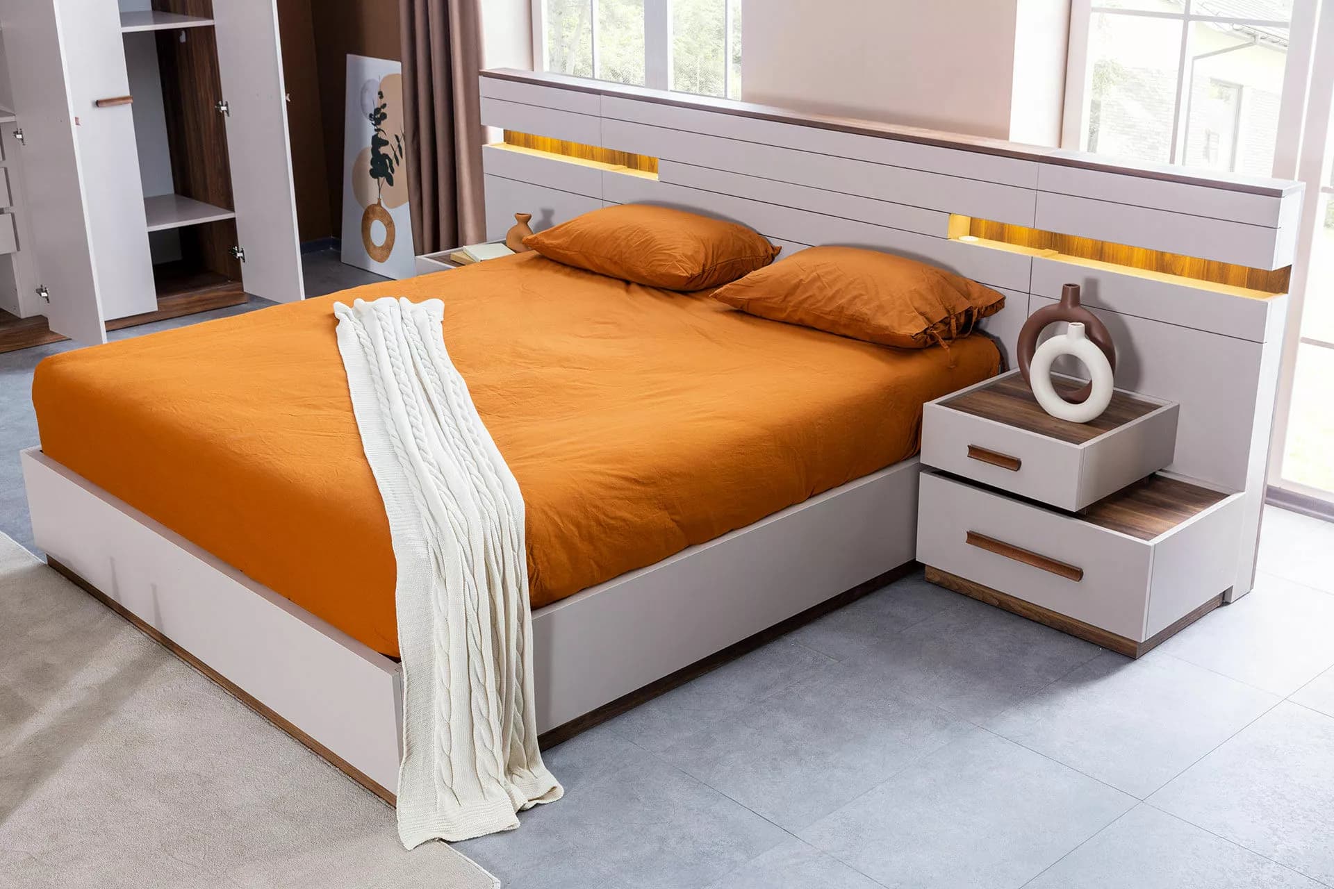 Gabon Modern Ahşap Yatak Odası Takımı 4