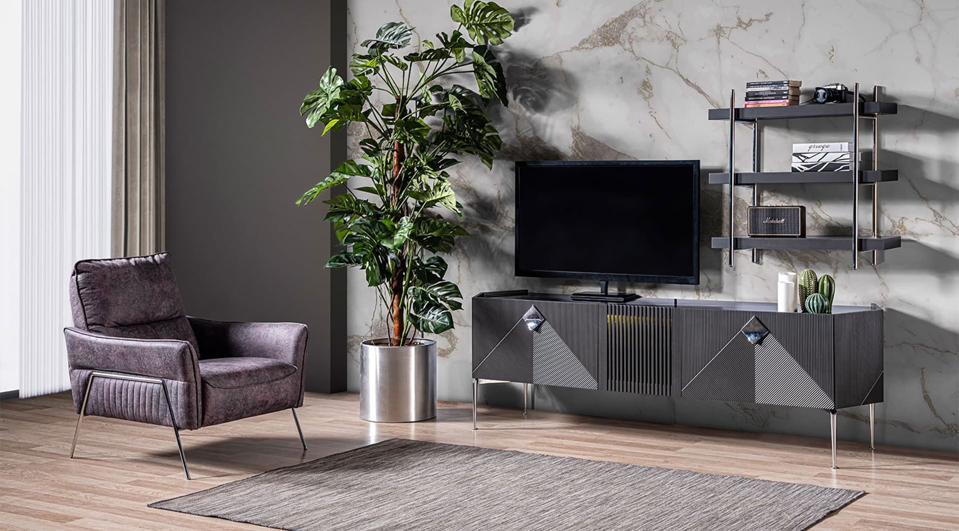 Giza Lake Antrasit Modern Tv Ünitesi 2