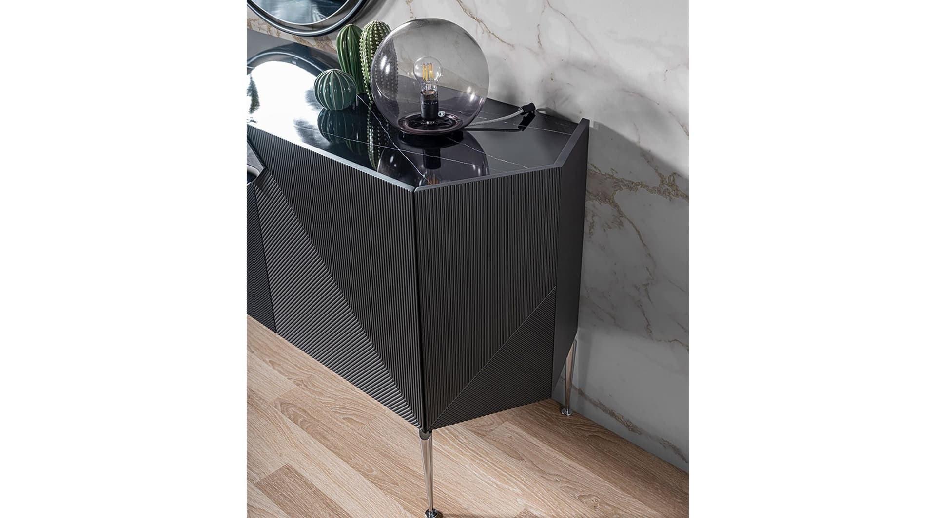 Giza Lake Antrasit Modern Yemek Odası Takımı 3