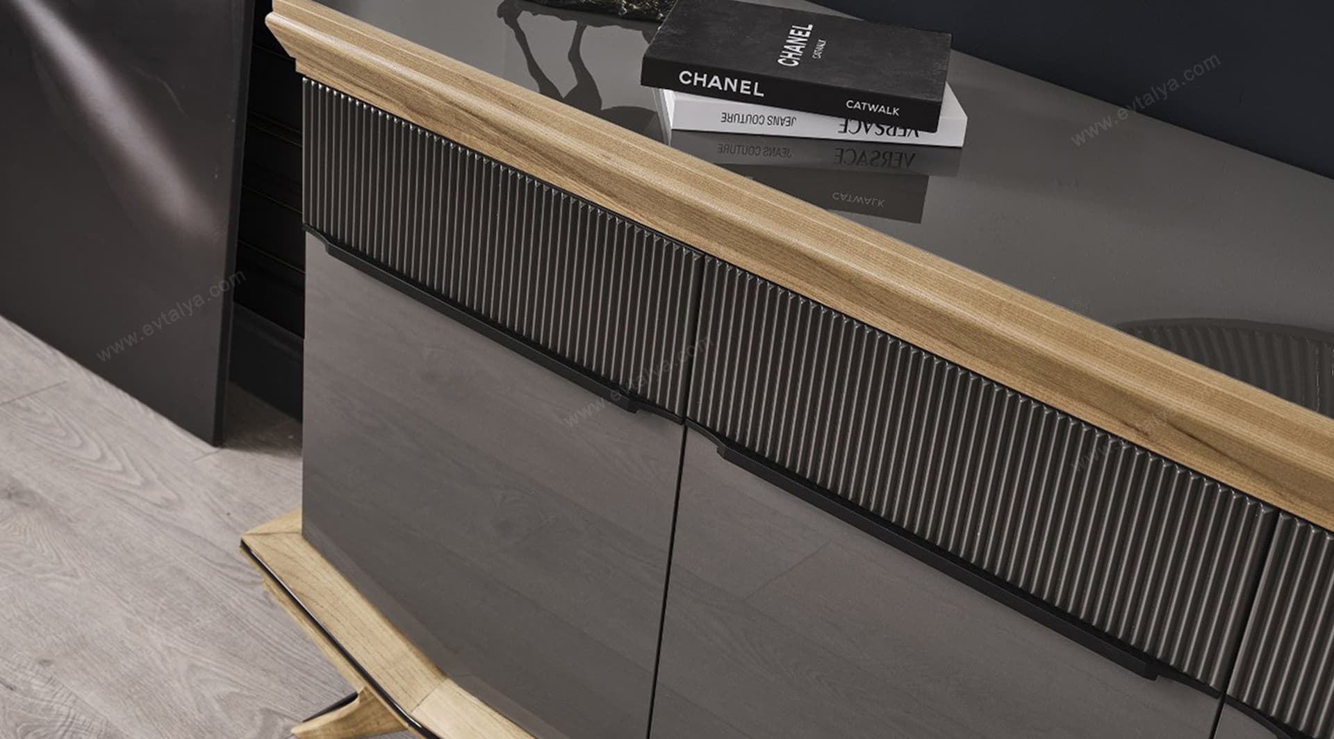 Grand Ahşap Antrasit Yemek Odası Takımı - Image 5