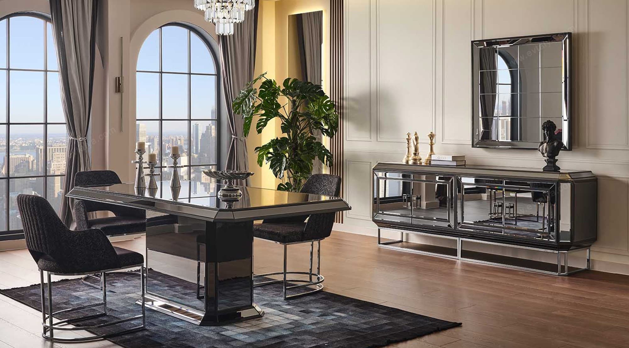 Gucci Art Deco Antrasit Yemek Odası Takımı - Image 1