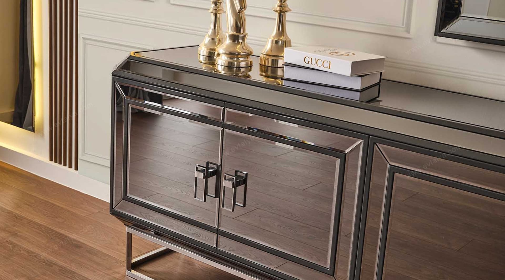 Gucci Art Deco Antrasit Yemek Odası Takımı - Image 8