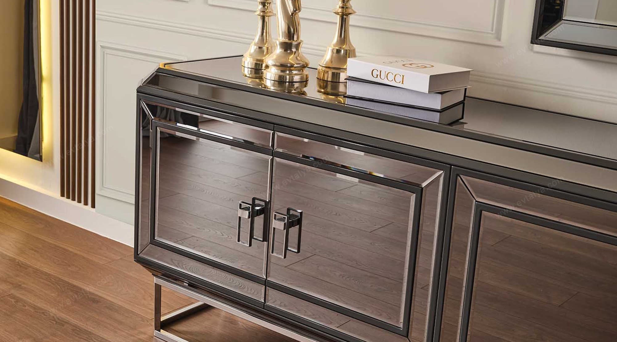 Gucci Art Deco Antrasit Yemek Odası Takımı - Image 8