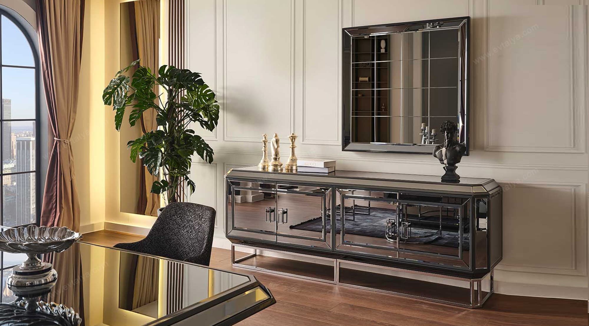 Gucci Art Deco Antrasit Yemek Odası Takımı - Image 9