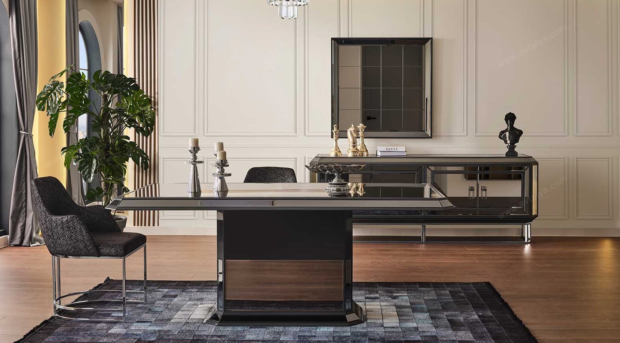 Gucci Art Deco Antrasit Yemek Odası Takımı - Image 3