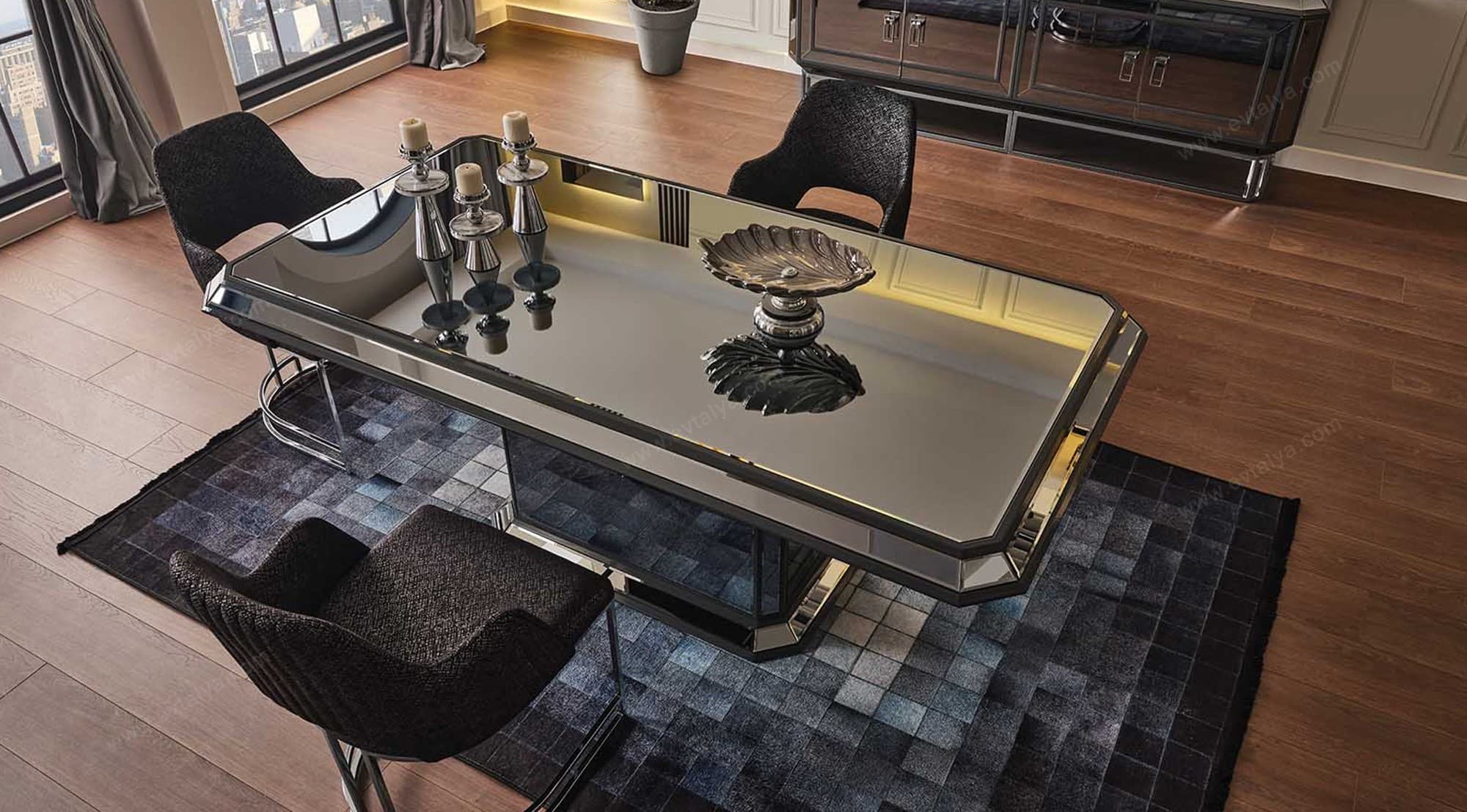 Gucci Art Deco Antrasit Yemek Odası Takımı - Image 10