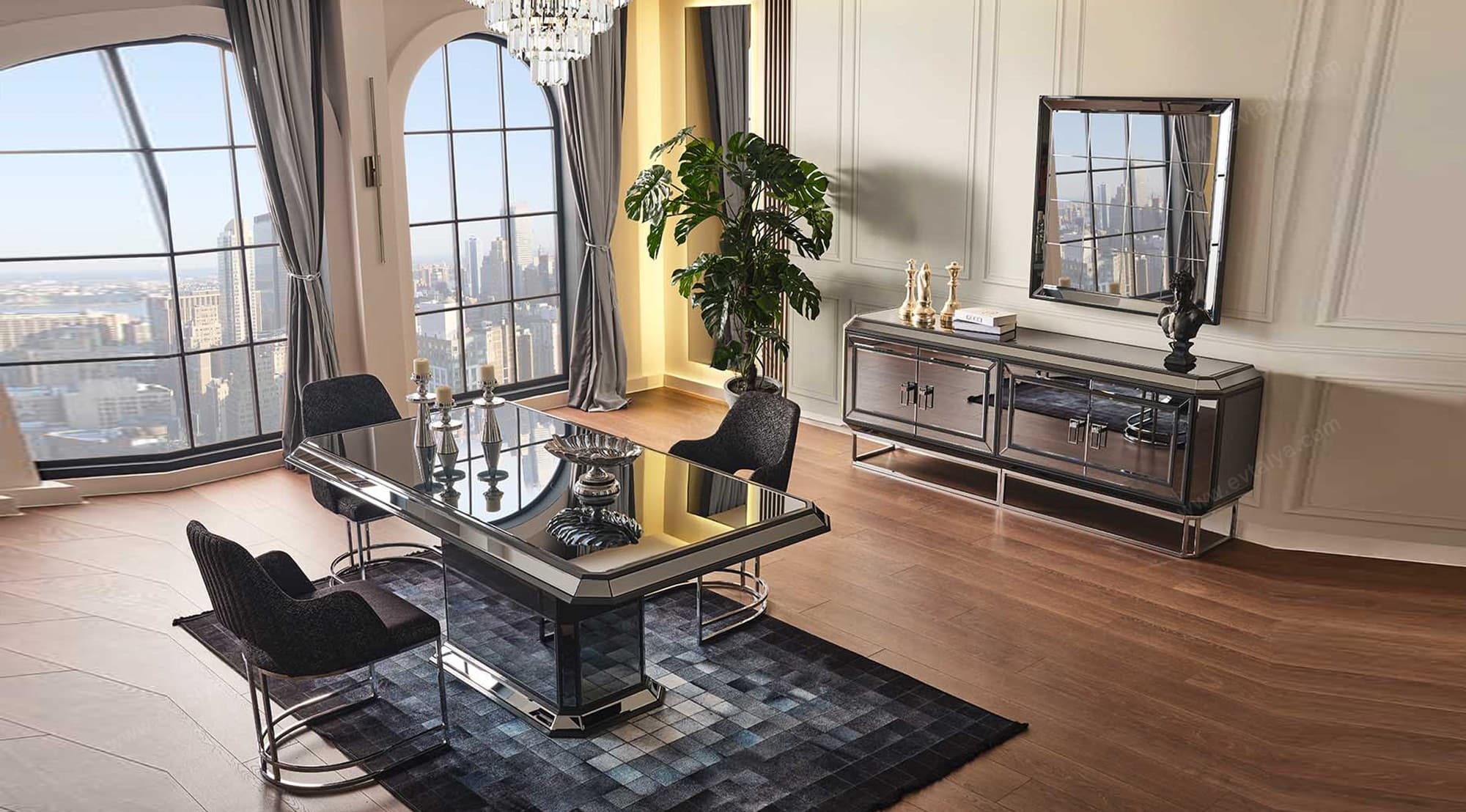 Gucci Art Deco Antrasit Yemek Odası Takımı - Image 2