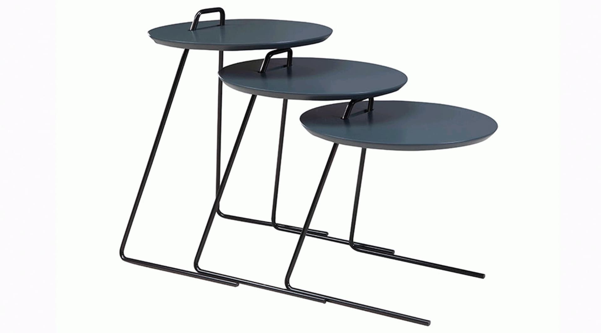 Harmony Oval Üçlü Siyah Metal Zigon Sehpa - Image 1