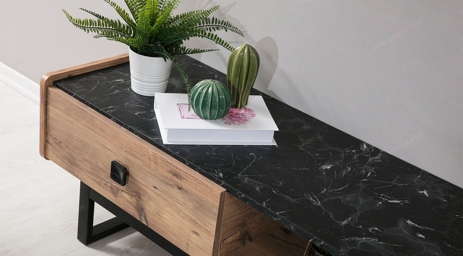 Hedef Siyah Ahşap Modern TV Sehpası - Image 2