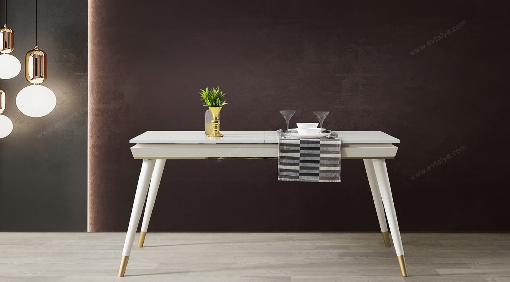 İnci Beyaz Gold Masa - Image 1