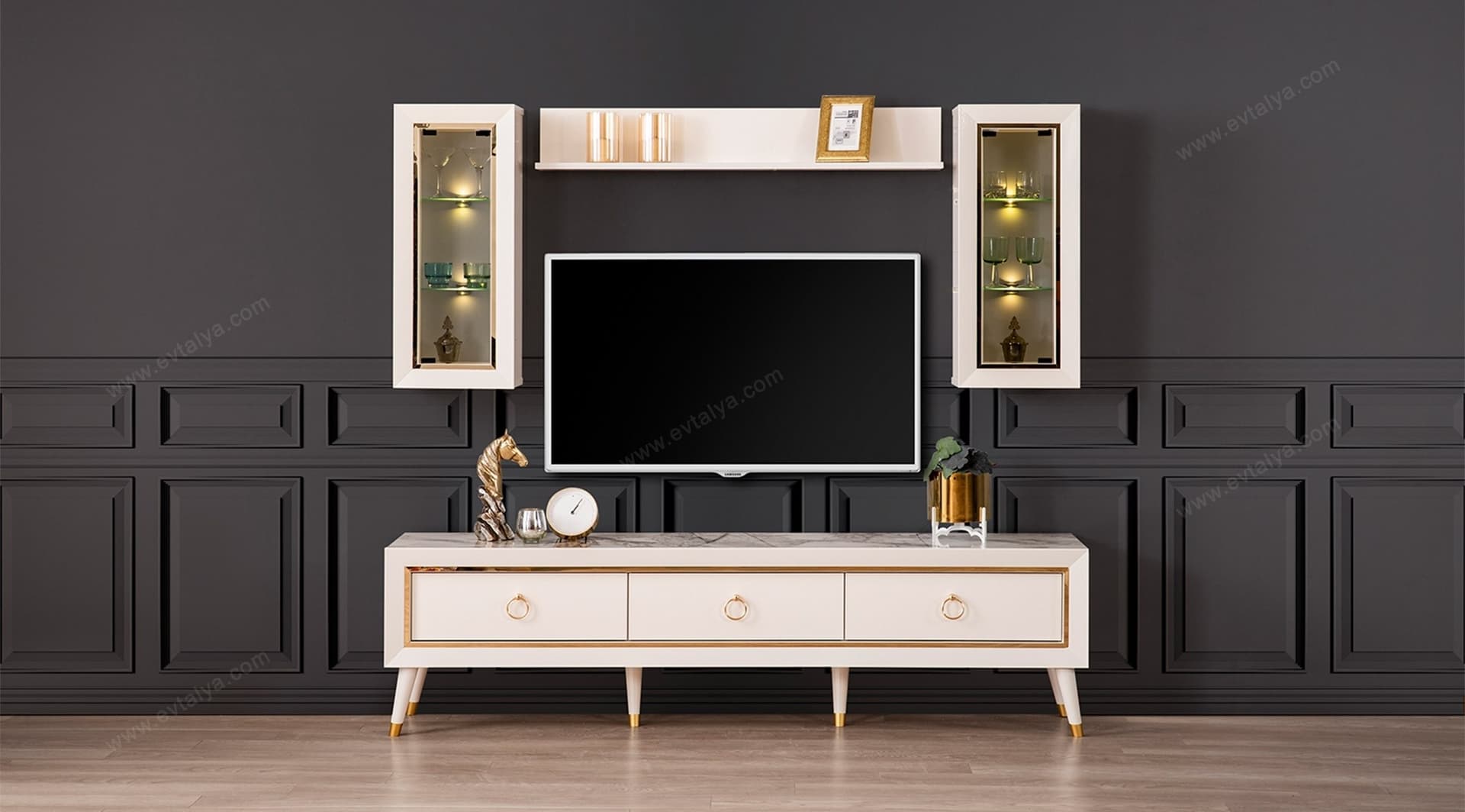 Sahra Beyaz Gold Tv Ünitesi 1