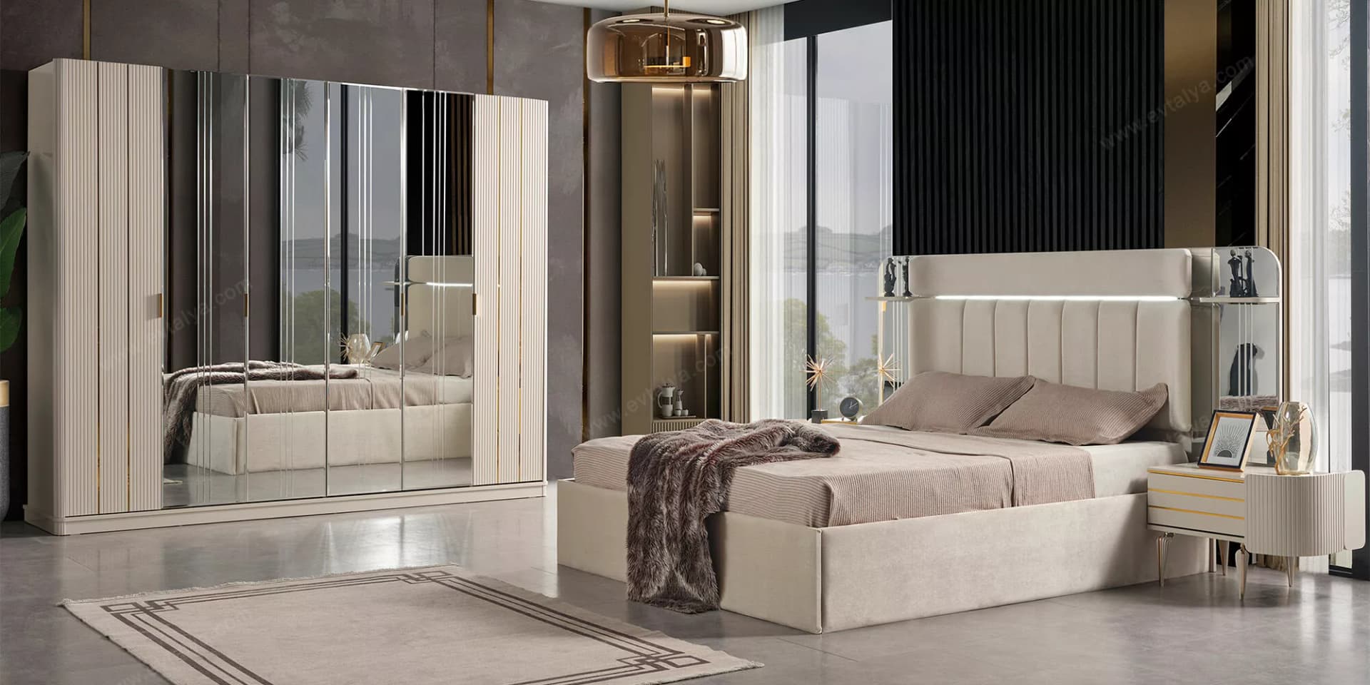 Karya Luxury Ekru Yatak Odası Takımı - Image 1