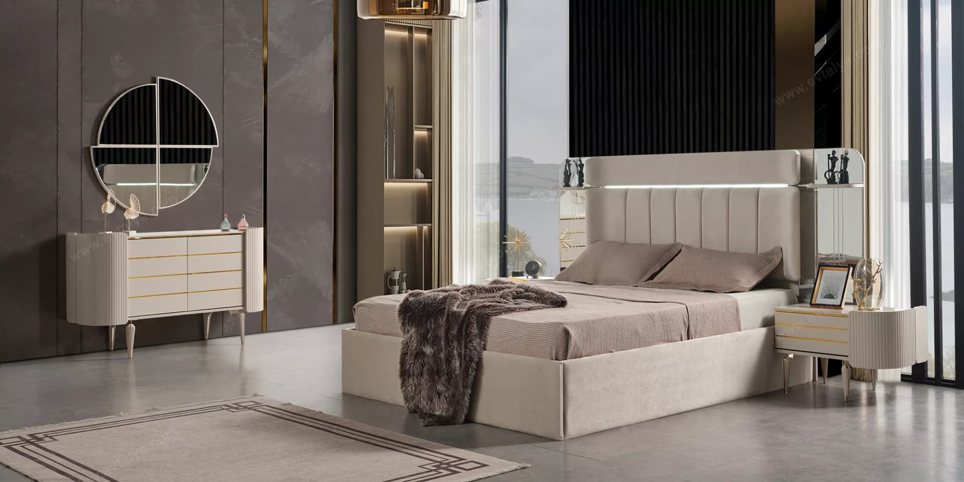 Karya Luxury Ekru Yatak Odası Takımı - Image 2