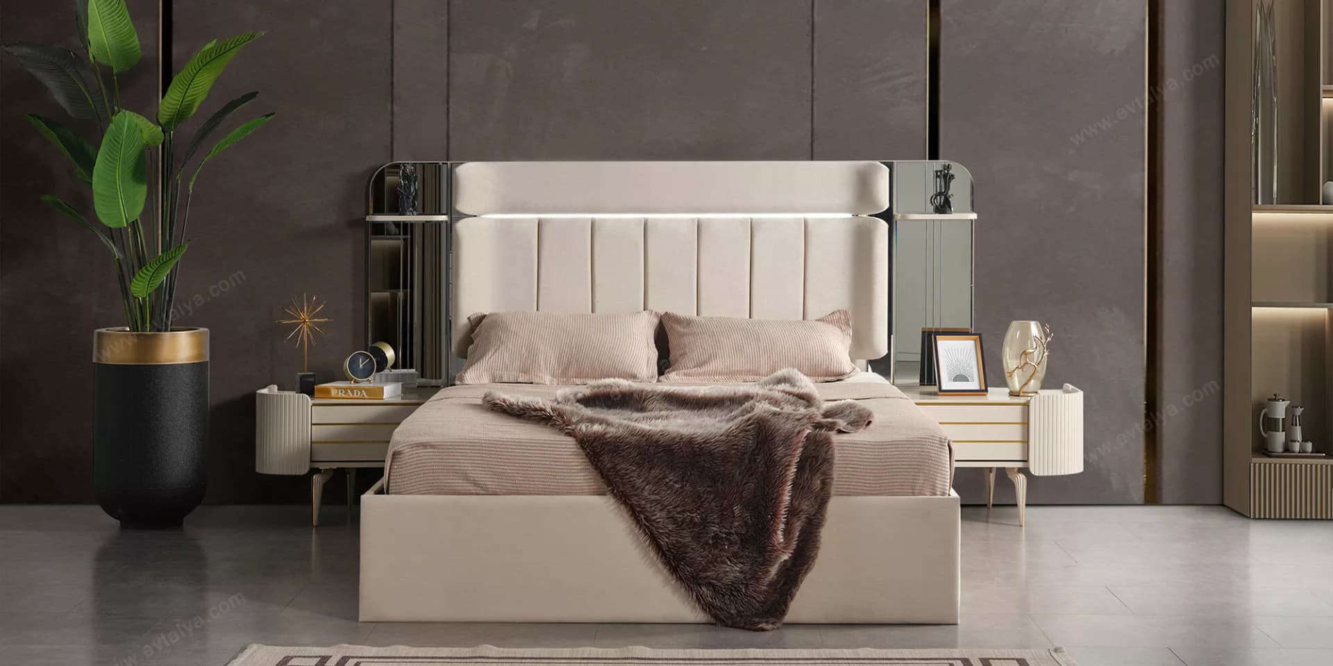 Karya Luxury Ekru Yatak Odası Takımı - Image 3