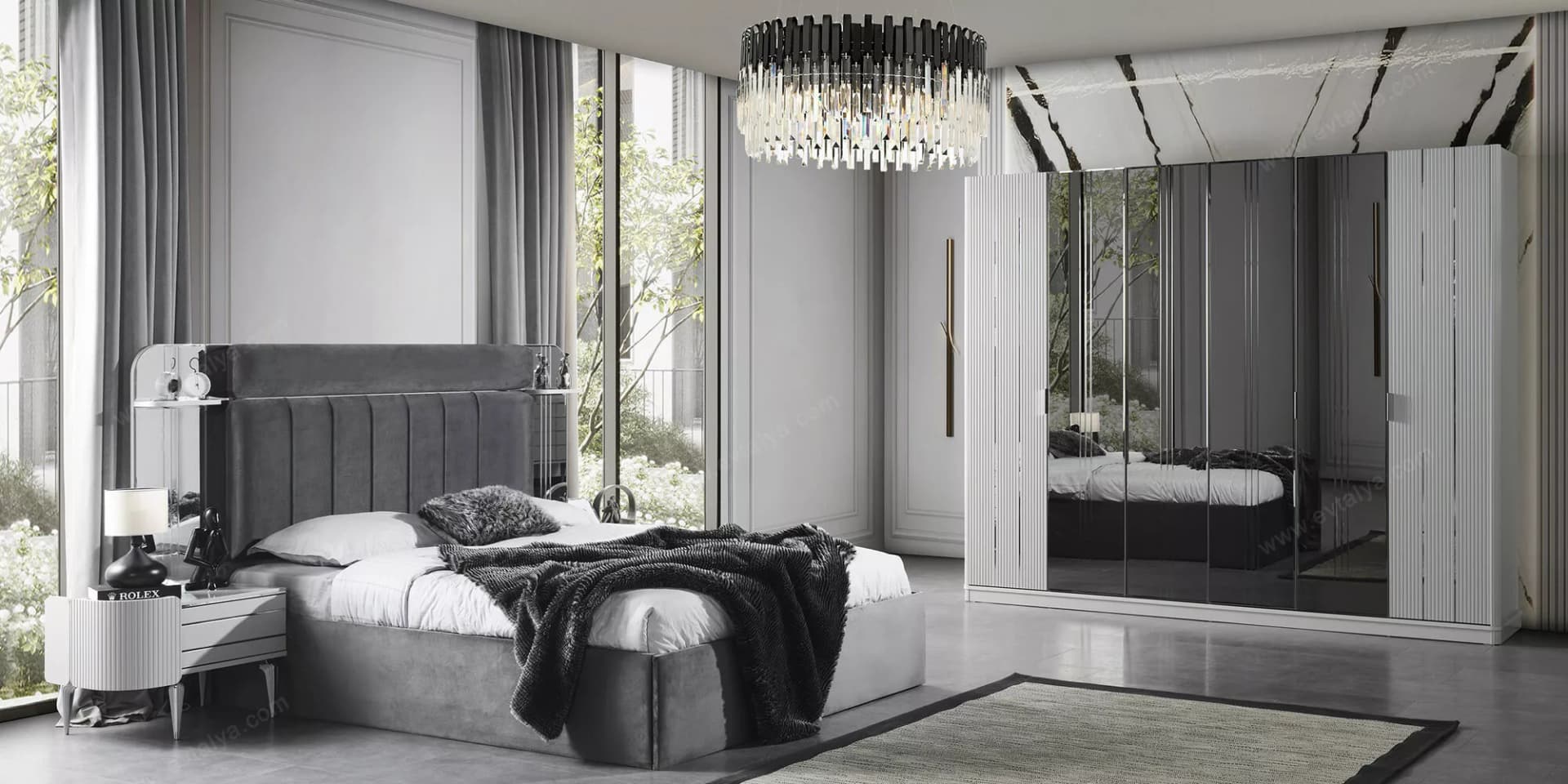 Karya Luxury Sis Gri Yatak Odası Takımı 1