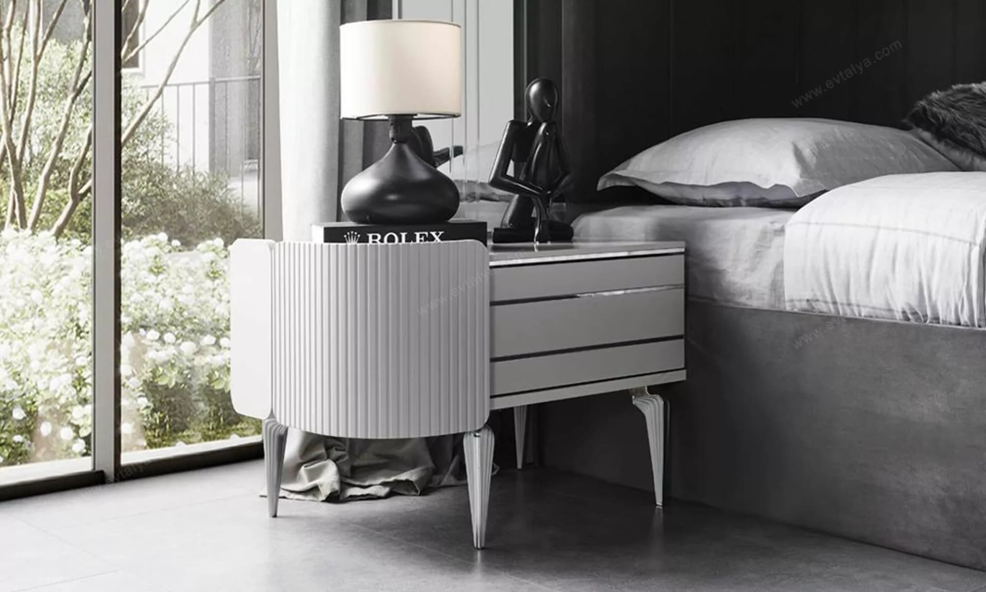 Karya Luxury Sis Gri Yatak Odası Takımı - Image 9