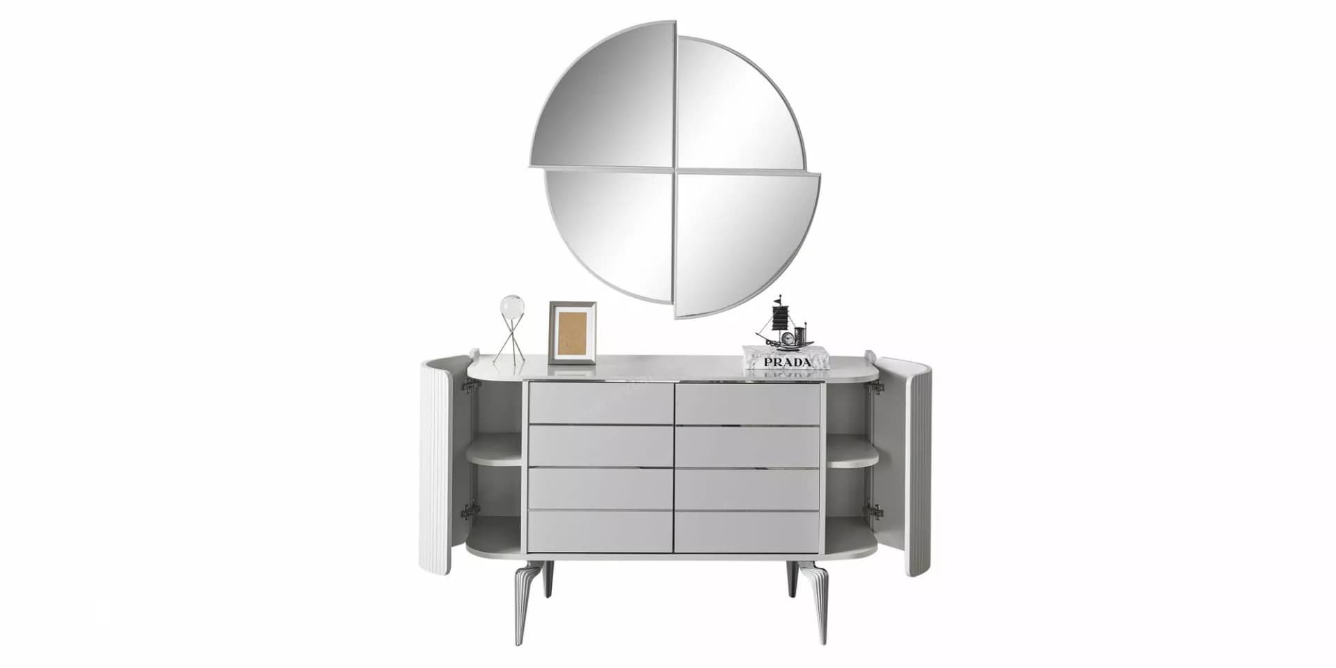 Karya Luxury Sis Gri Aynalı Şifonyer - Image 2