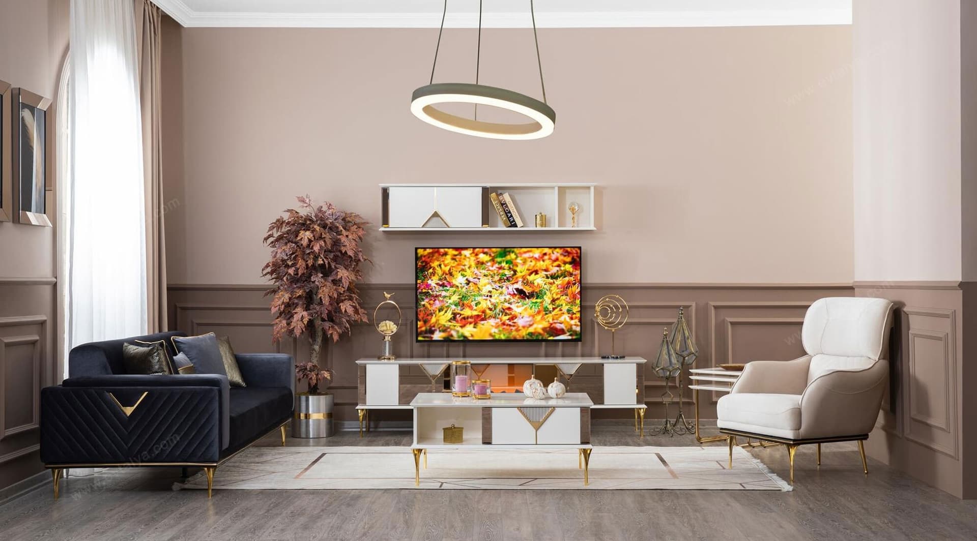Kontes Gold Beyaz Tv Ünitesi 1