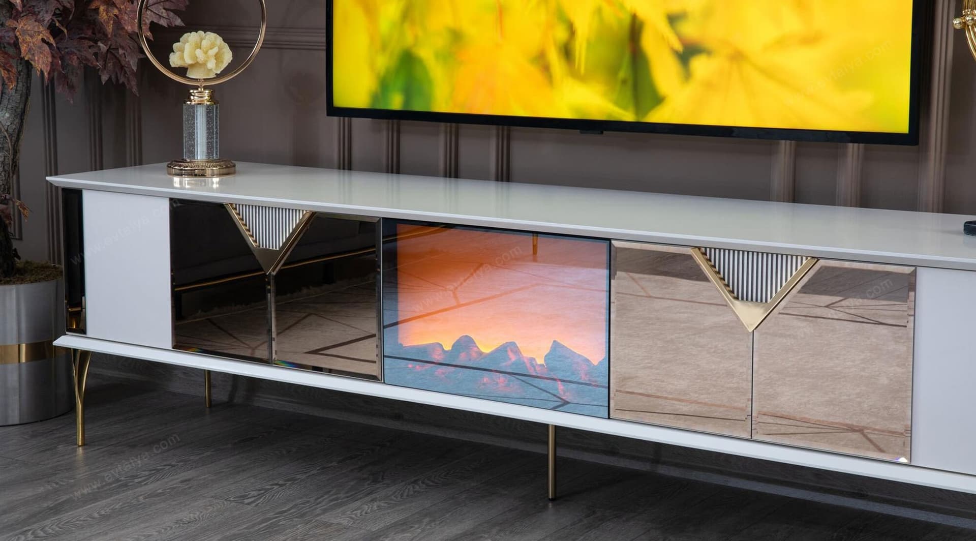 Kontes Gold Beyaz Tv Ünitesi 5