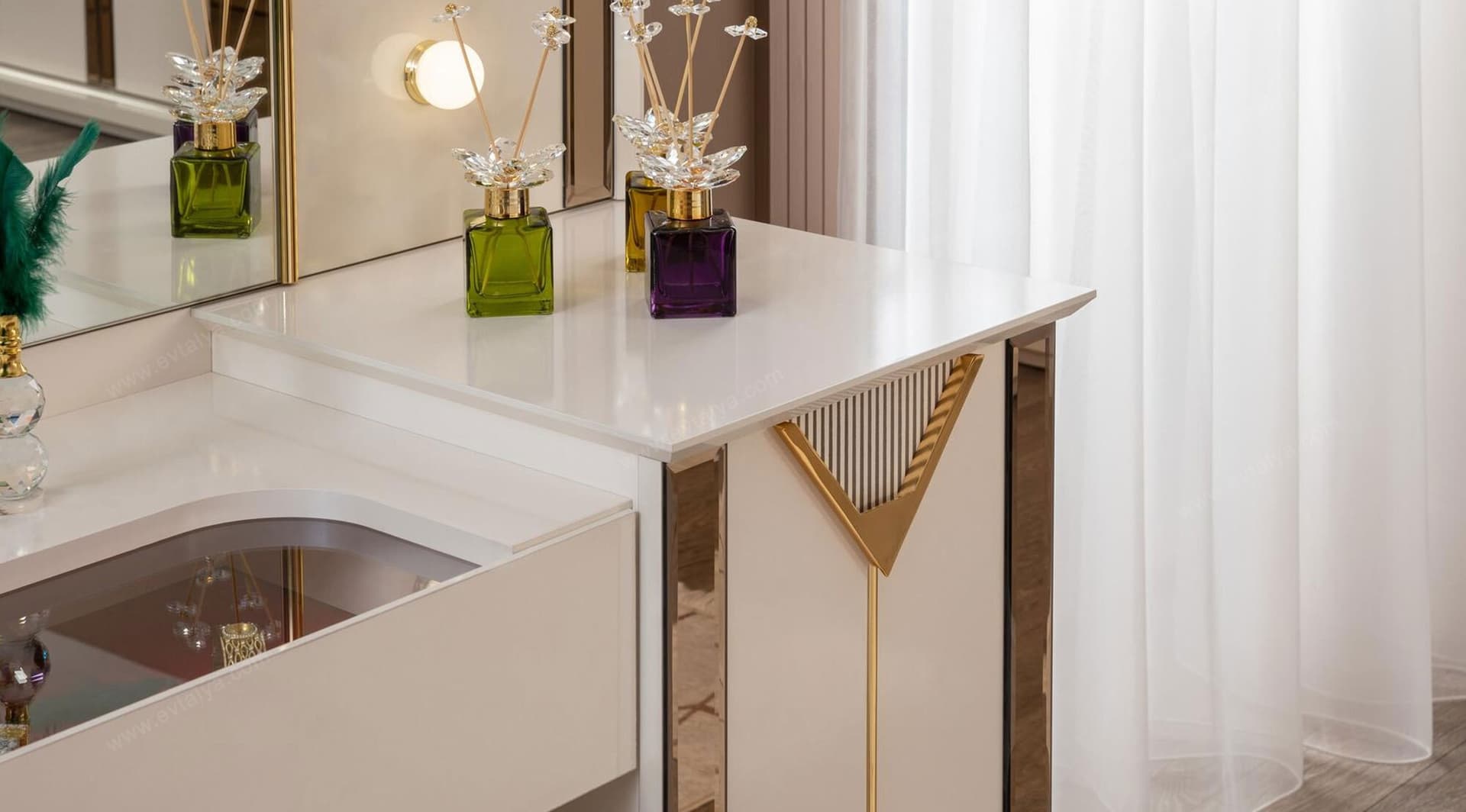 Kontes Gold Beyaz Yatak Odası Takımı - Image 6