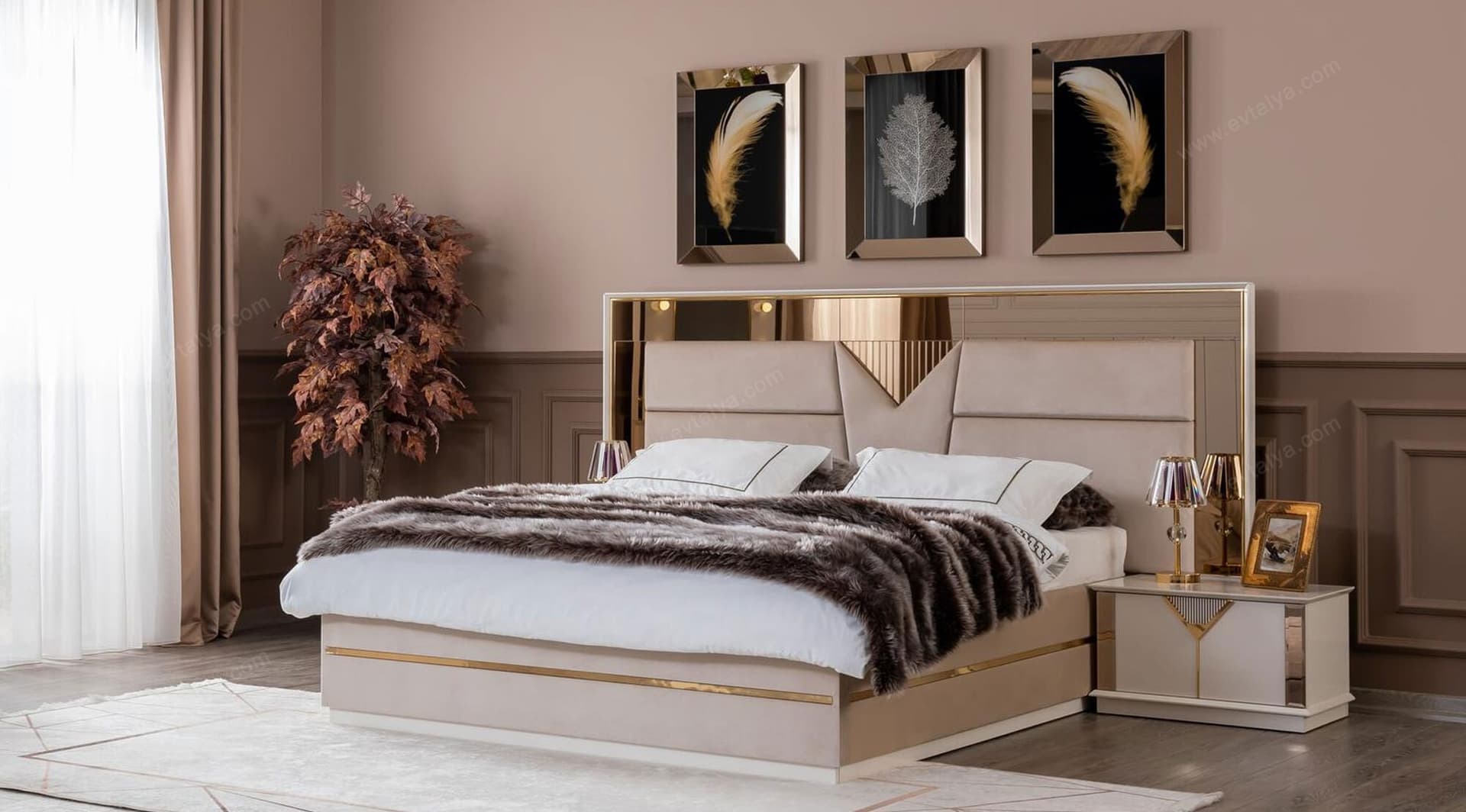 Kontes Gold Beyaz Yatak Odası Takımı - Image 8