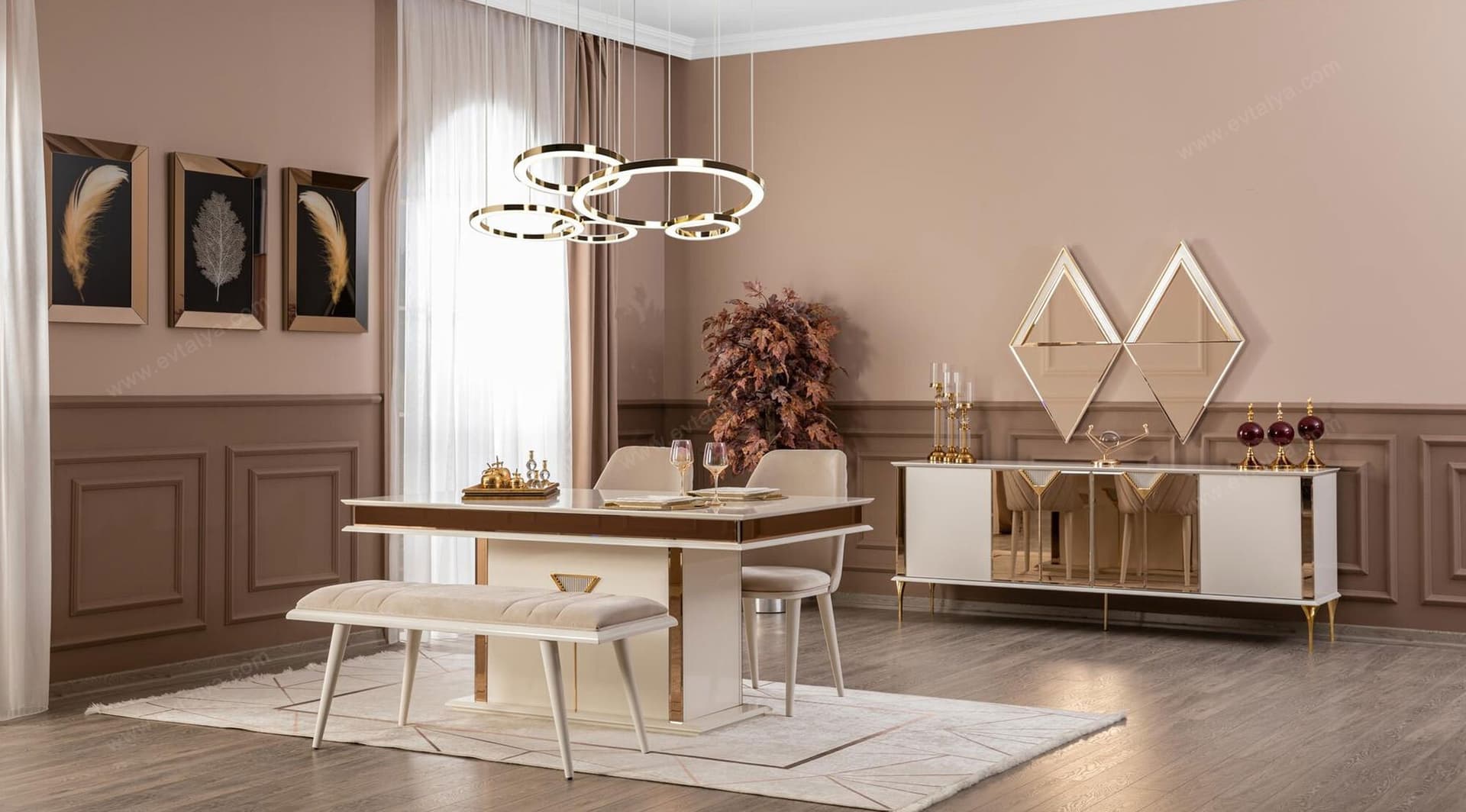 Kontes Gold Beyaz Yemek Odası Takımı - Image 14