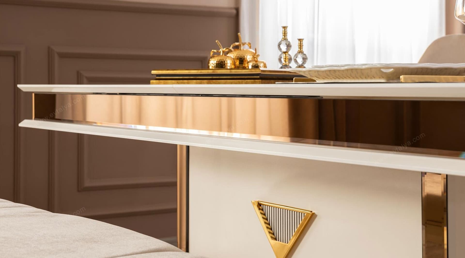 Kontes Gold Beyaz Yemek Odası Takımı - Image 7