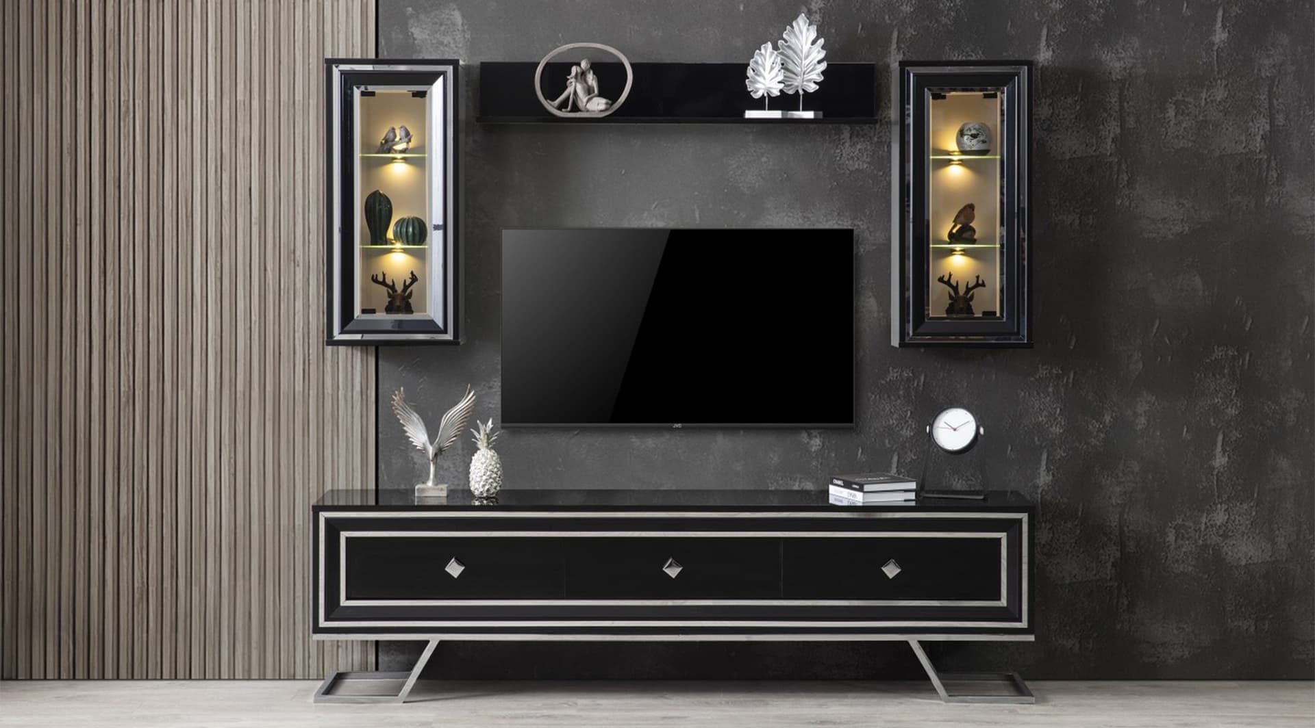 Lacos Siyah Krom Tv Ünitesi 2