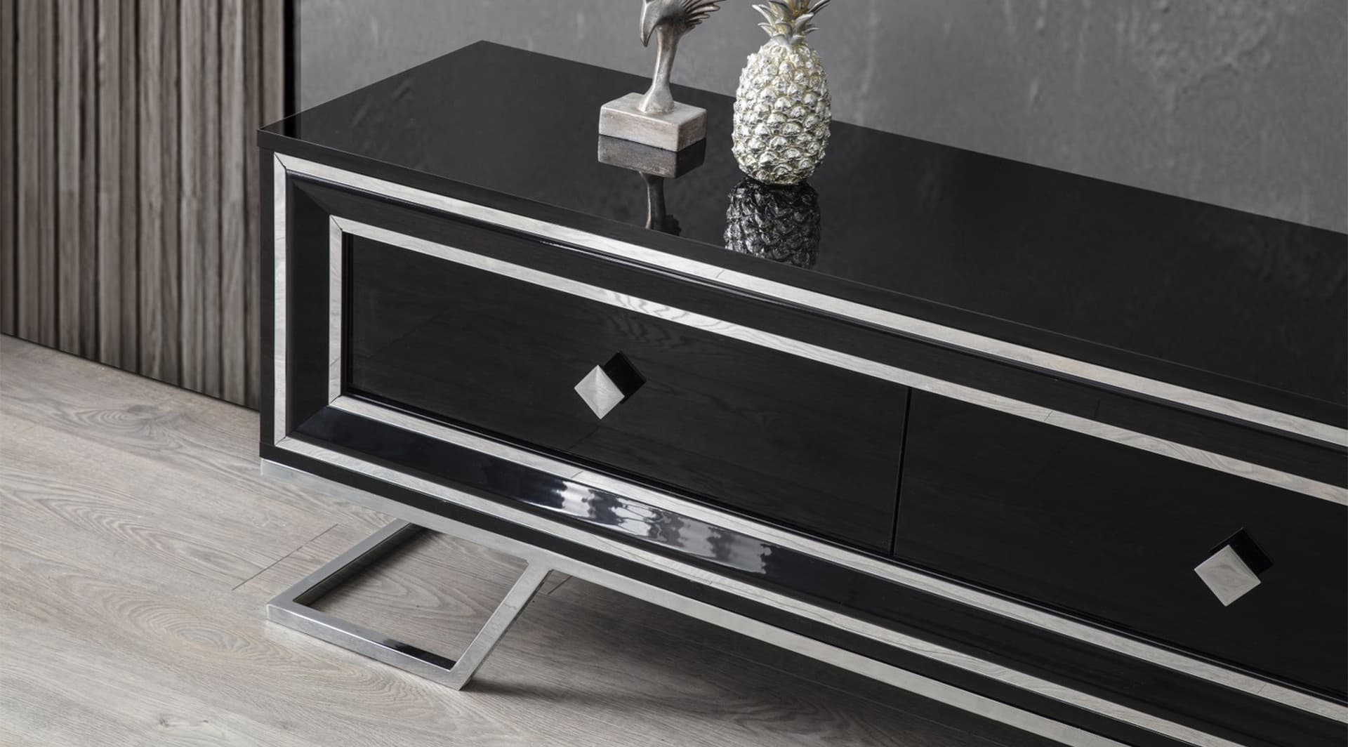 Lacos Siyah Krom Tv Ünitesi 3