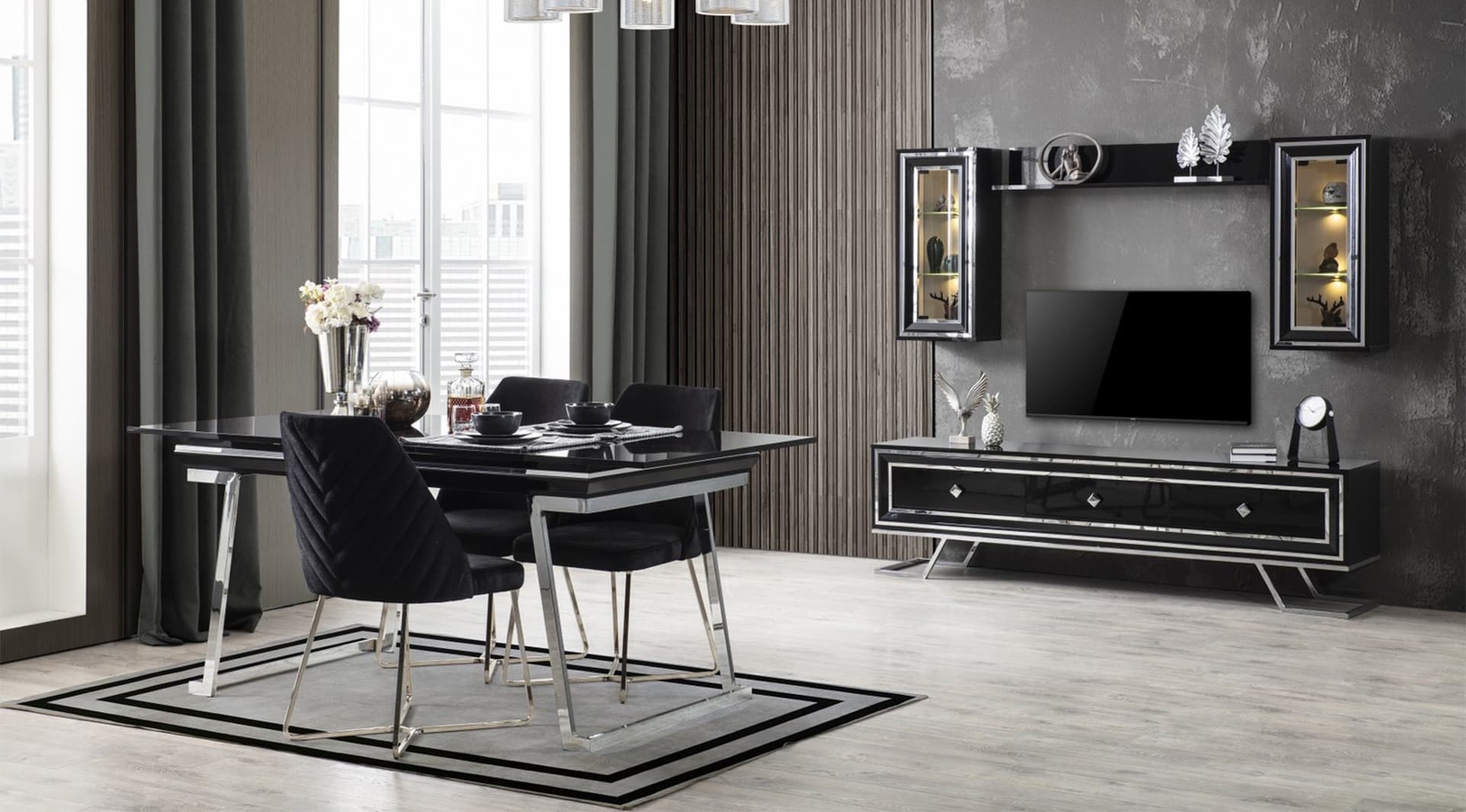 Lacos Siyah Krom Tv Ünitesi 1