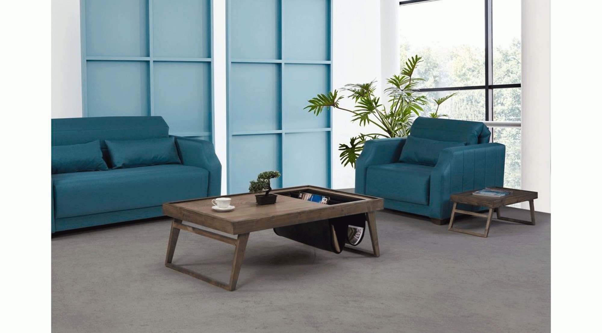 Lateks Raflı Ahşap Orta Sehpa 3