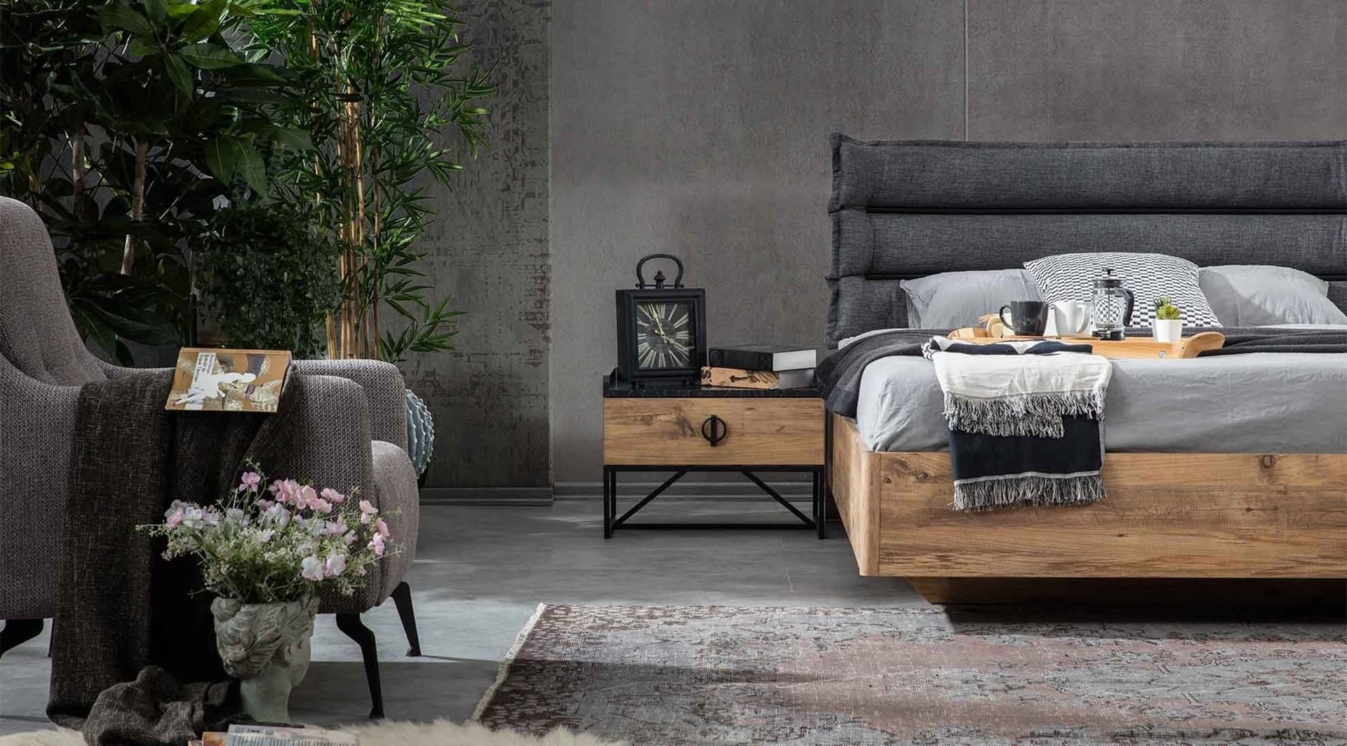 Loft Trend Ceviz Yatak Odası Takımı 3