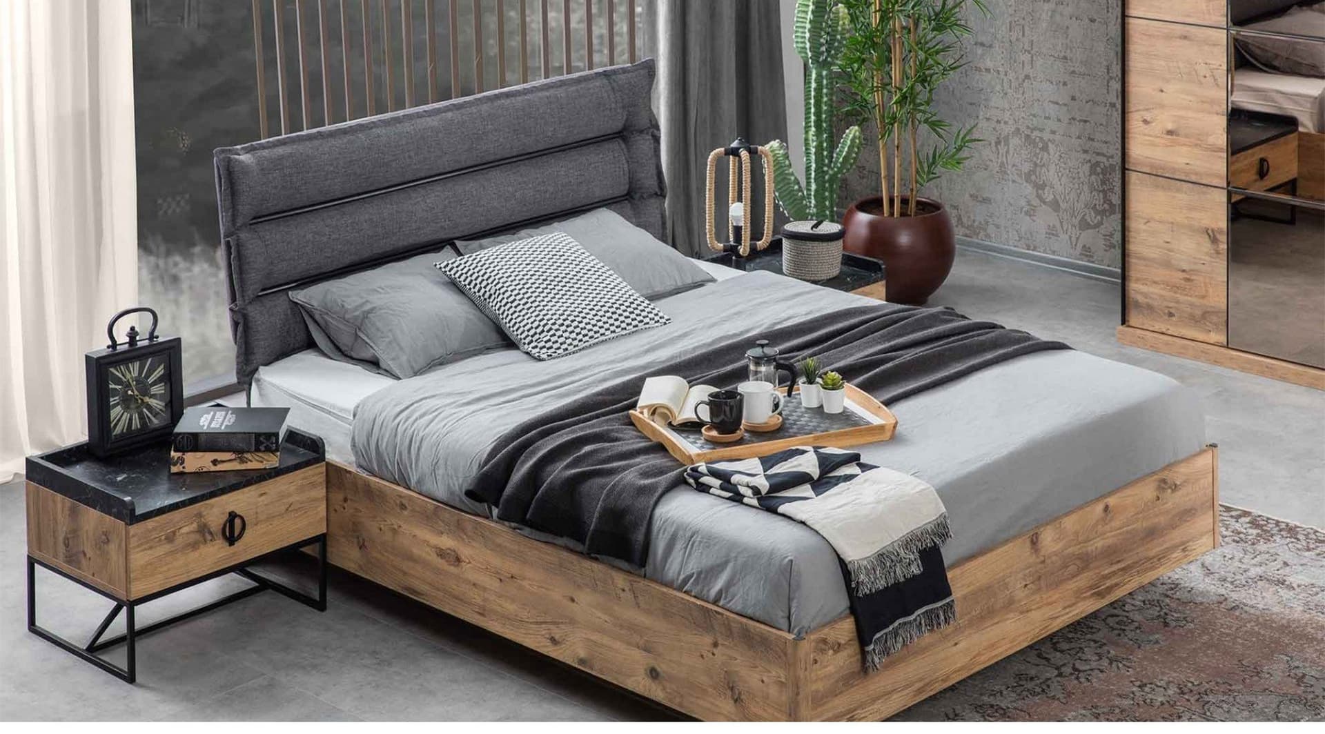 Loft Trend Ceviz Yatak Odası Takımı 4