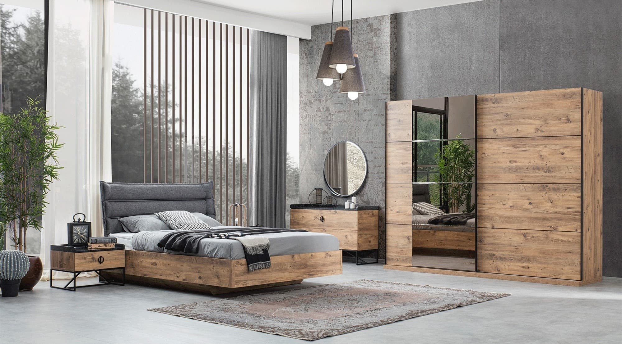 Loft Trend Ceviz Yatak Odası Takımı - Image 6