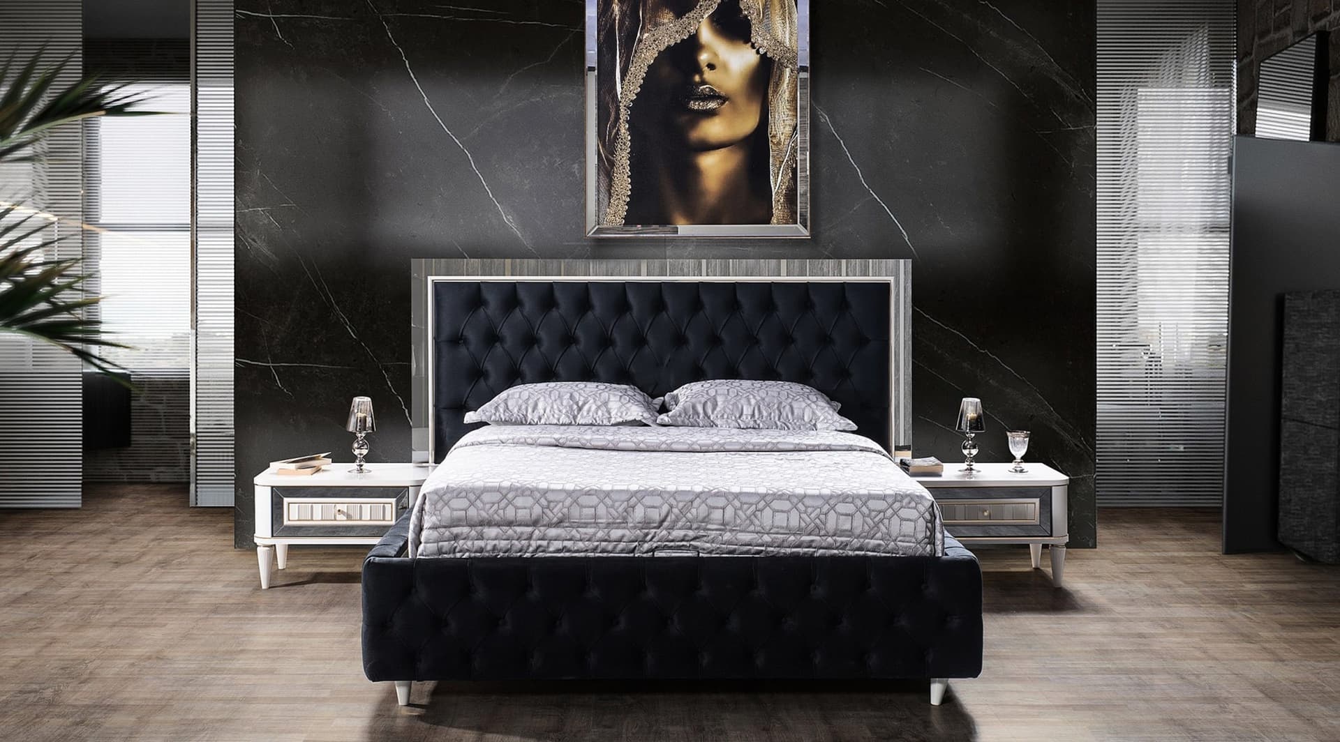 Luxury Avangard Beyaz Yatak Odası Takımı - Image 4