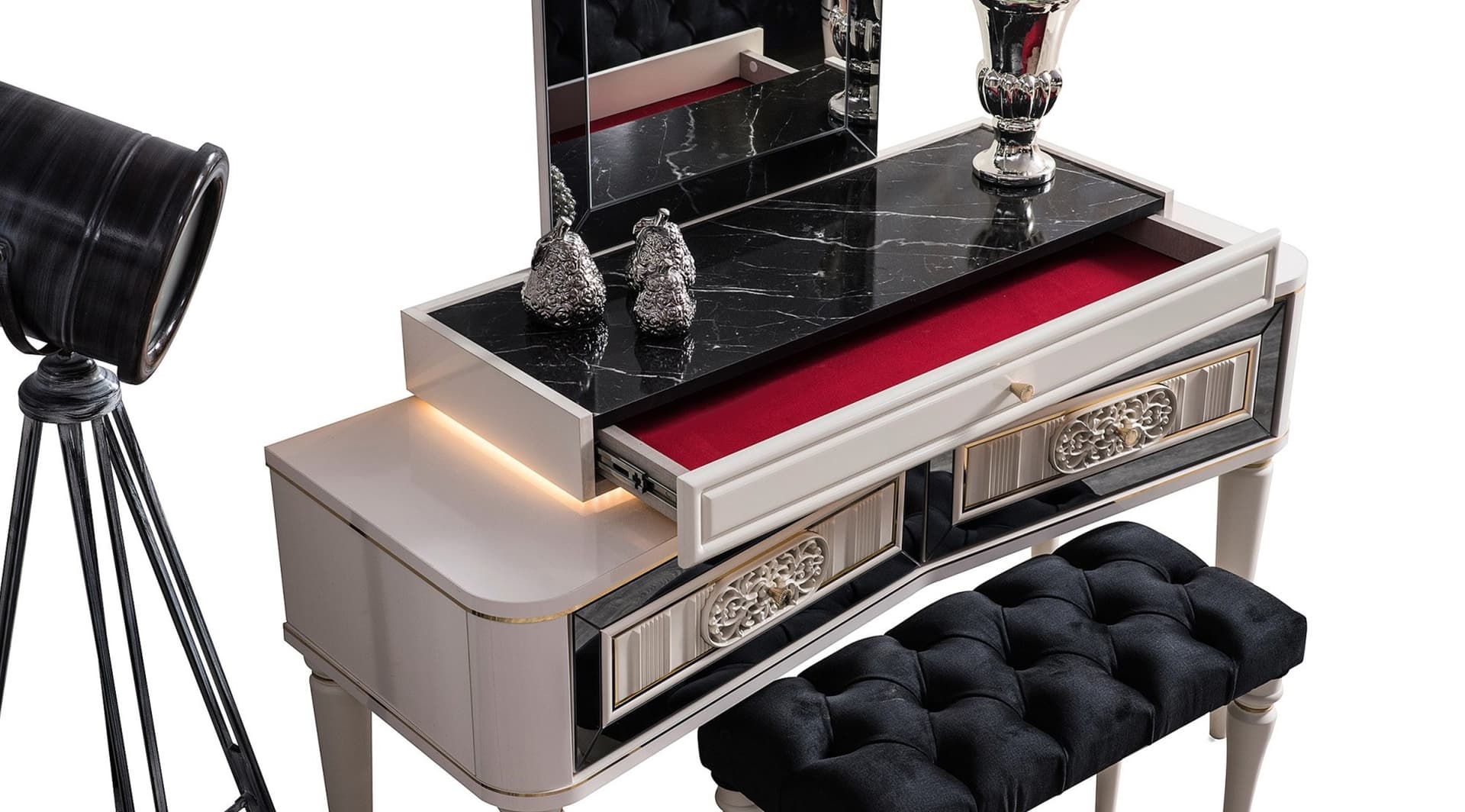 Luxury Avangard Beyaz Yatak Odası Takımı - Image 5