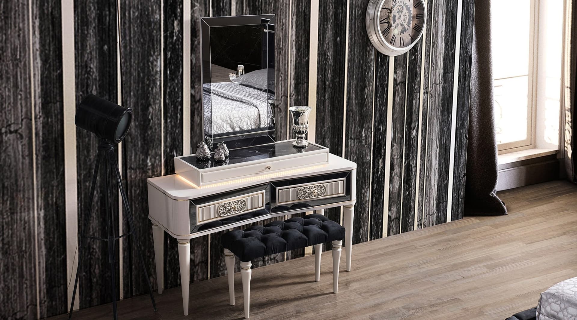 Luxury Avangard Beyaz Yatak Odası Takımı - Image 6