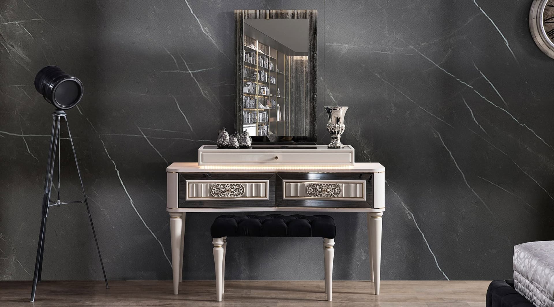 Luxury Avangard Beyaz Yatak Odası Takımı - Image 9