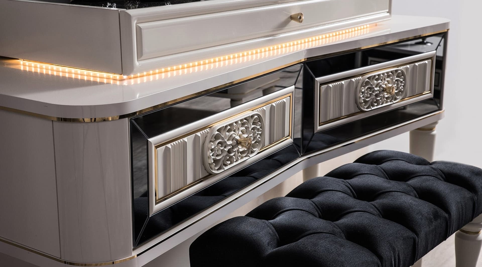 Luxury Avangard Beyaz Yatak Odası Takımı - Image 8