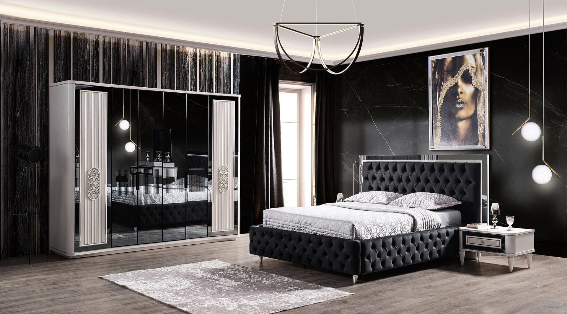 Luxury Avangard Beyaz Yatak Odası Takımı - Image 1