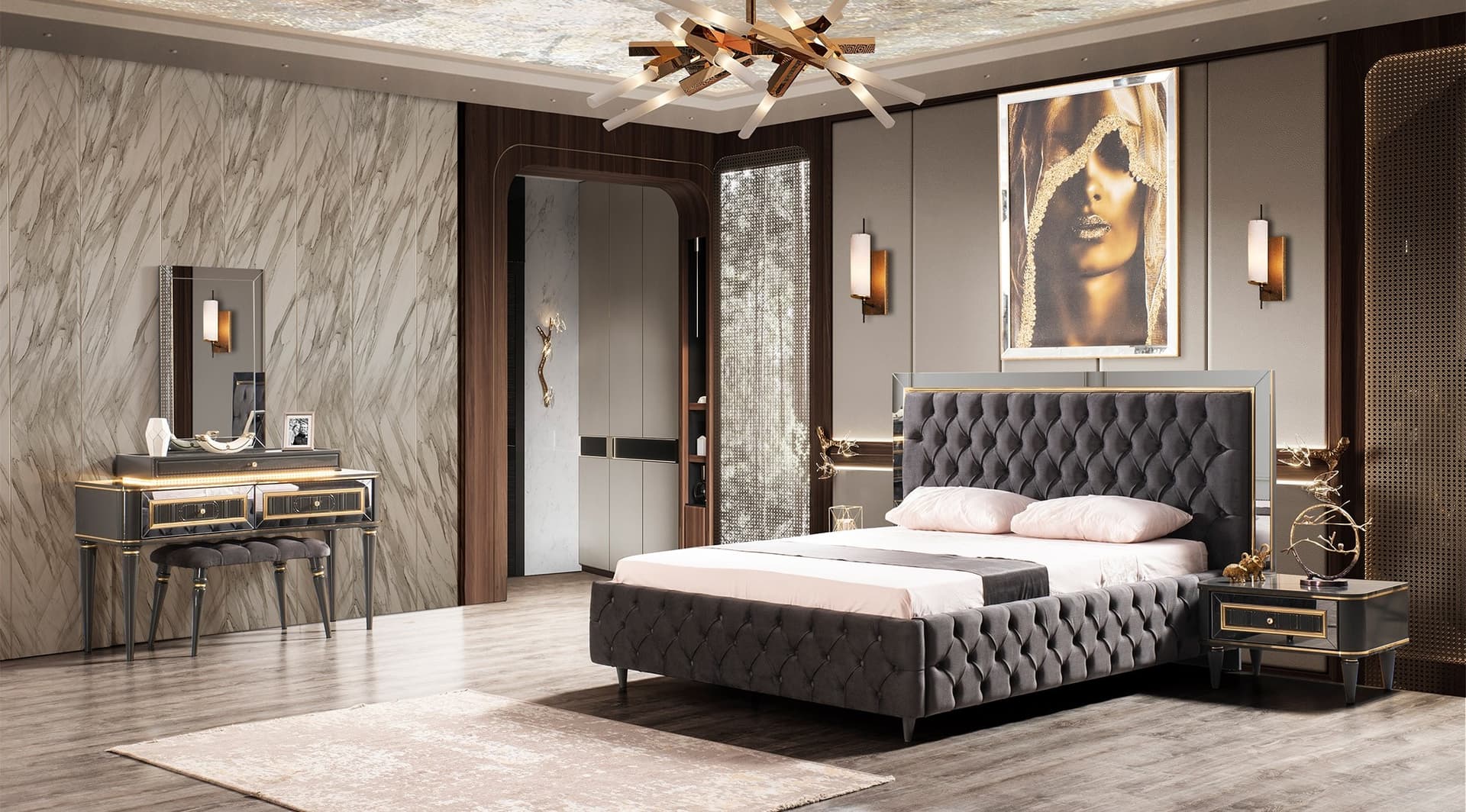 Luxury Avangard Black Yatak Odası Takımı - Image 11