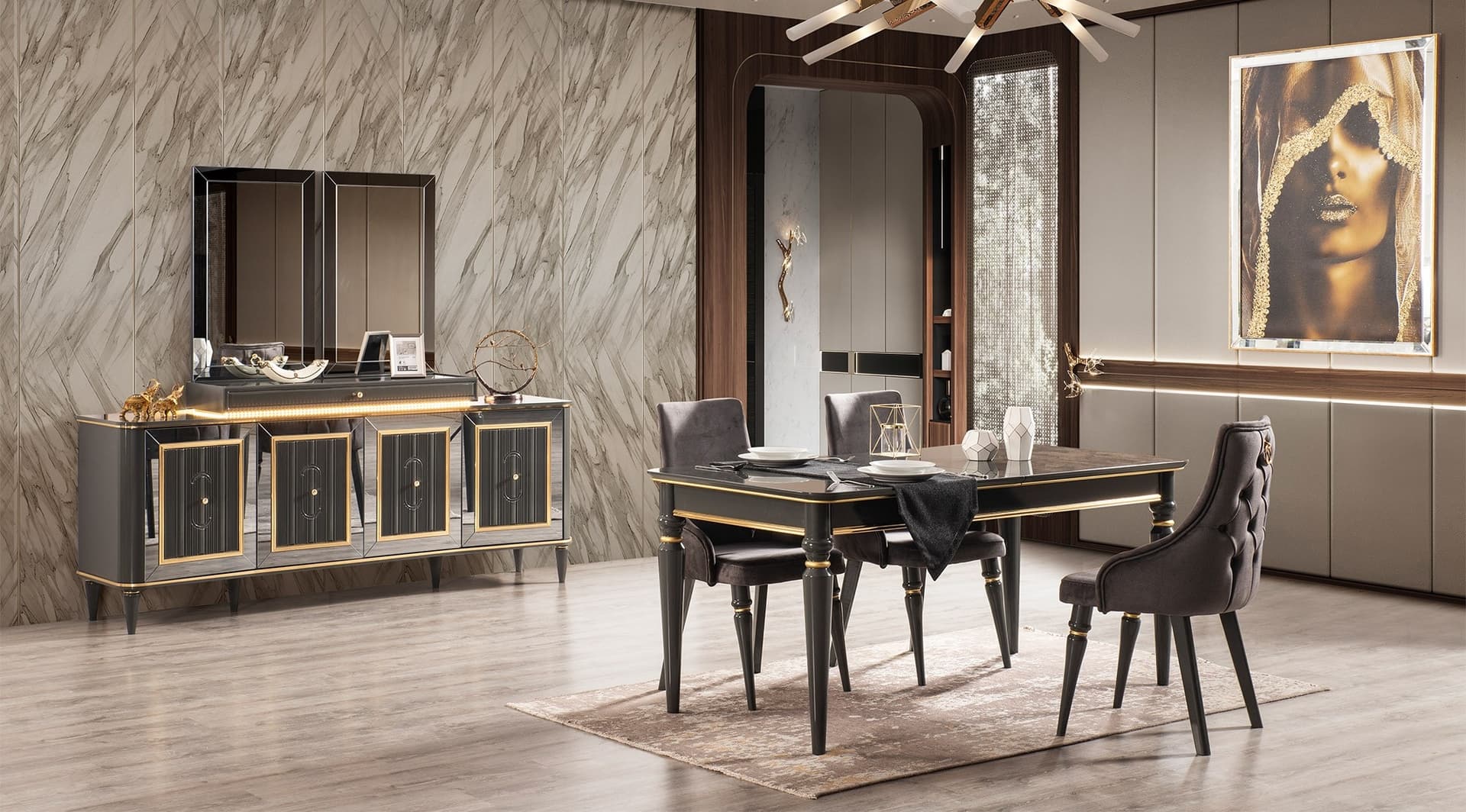 Luxury Avangard Black Yemek Odası Takımı 1