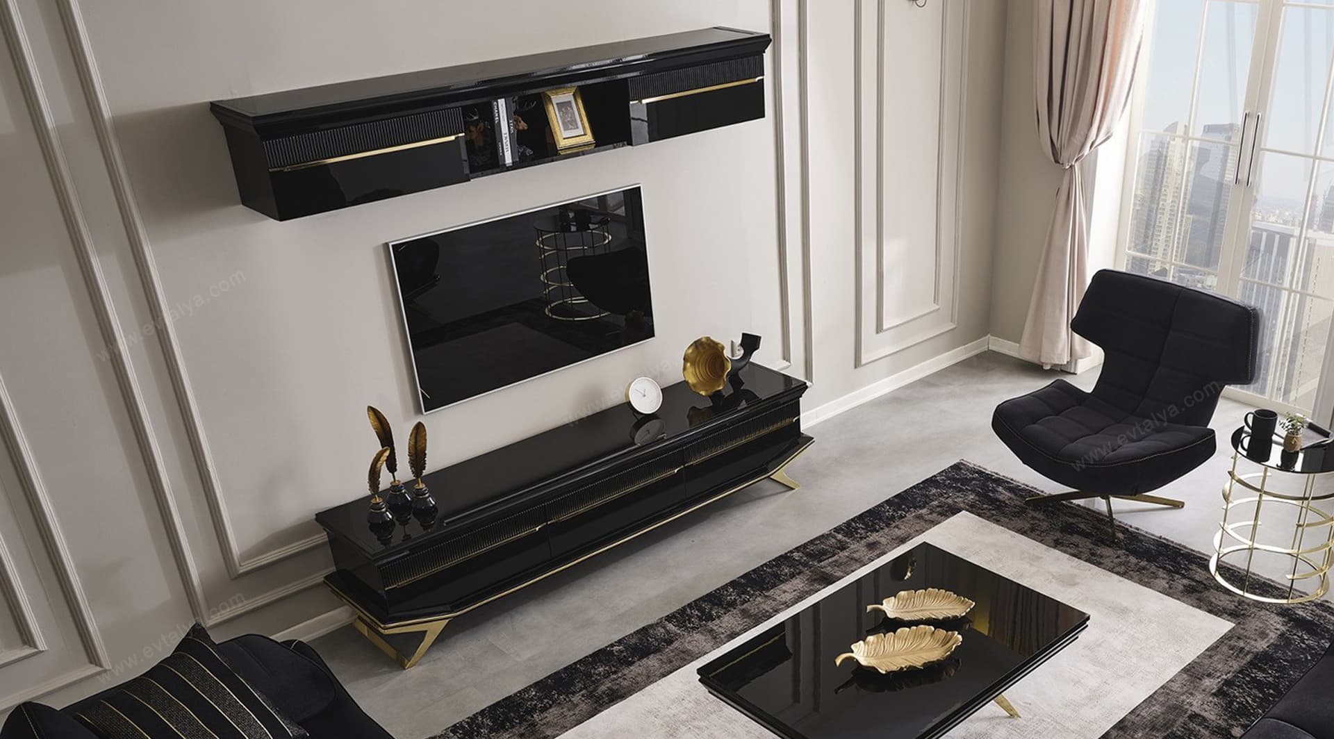 Masarati Siyah Gold Tv Ünitesi 3